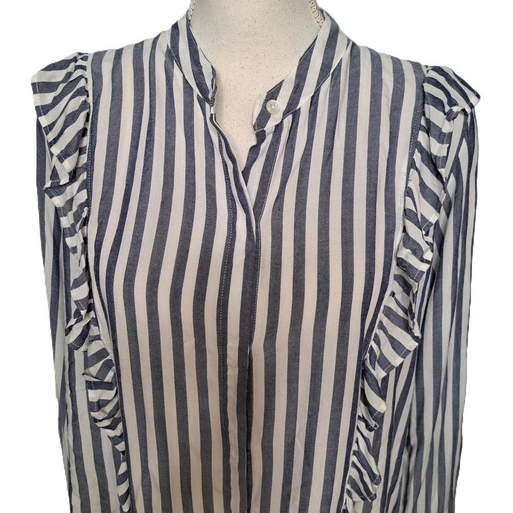 Rails Piper Ocean Women's Gray White Striped Button-Up Shirt Blouse Top Size Med - Picture 6 of 9
